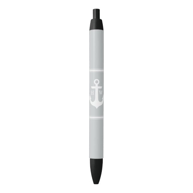 Grauer Anker Mit Monogramm Kugelschreiber (Vorderseite Vertikal)