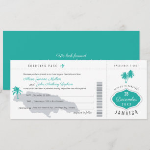 Grauer Aquamariner Boarding Pass auf Jamaica Weddi Einladung