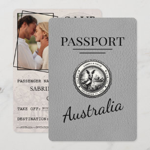 Grauer Australien Reisepass Save The Date