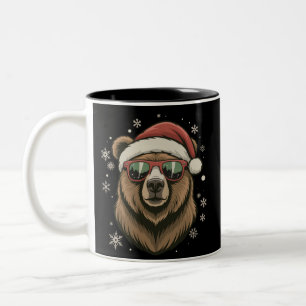 Grauer Bären-Santa-Hut Lustiger Süßer Tierliebhabe Zweifarbige Tasse