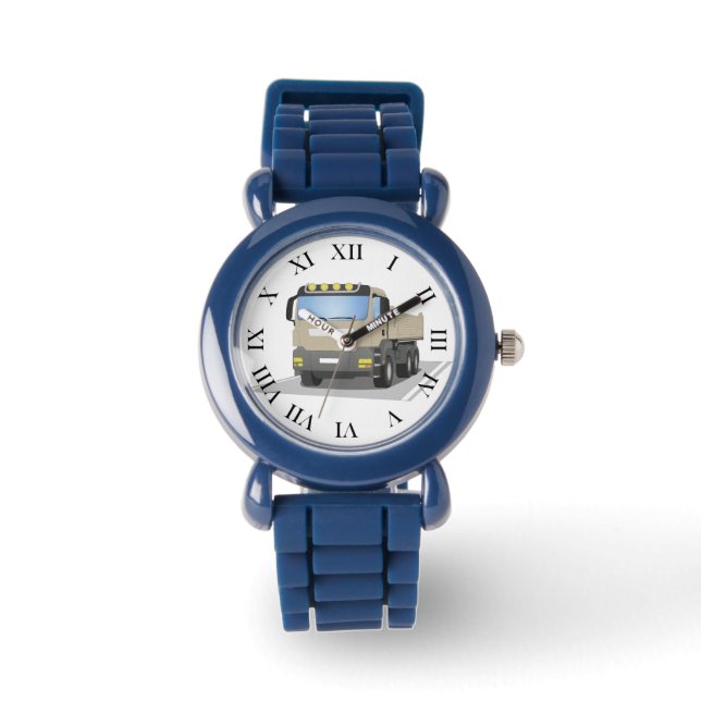 grauer Baustellen LKW Armbanduhr (Vorderseite)