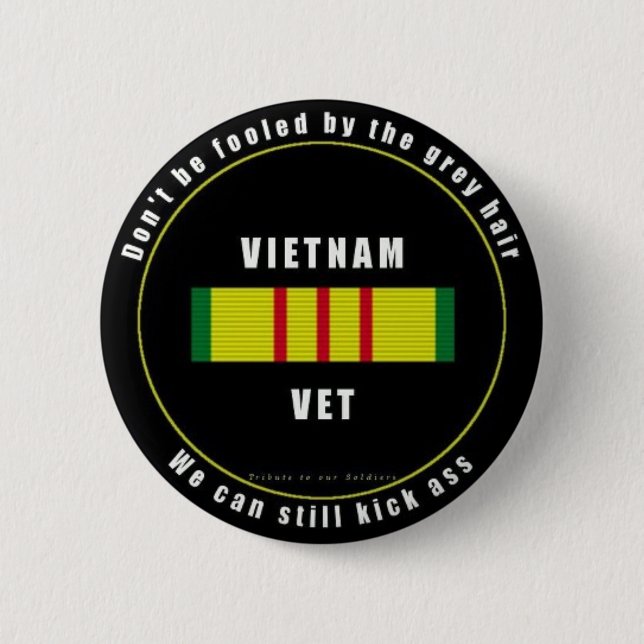 Grauer behaarter Vietnam-Tierarzt-Knopf Button (Vorderseite)