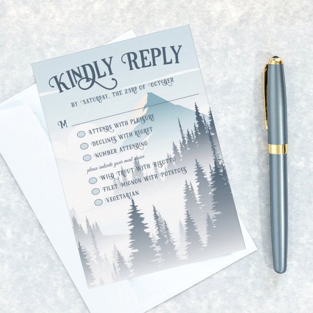 Grauer Bergwald Wilderness Hochzeit RSVP Karte (Von Creator hochgeladen)