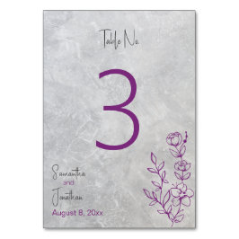 Grauer Beton und Lila Tischnummer