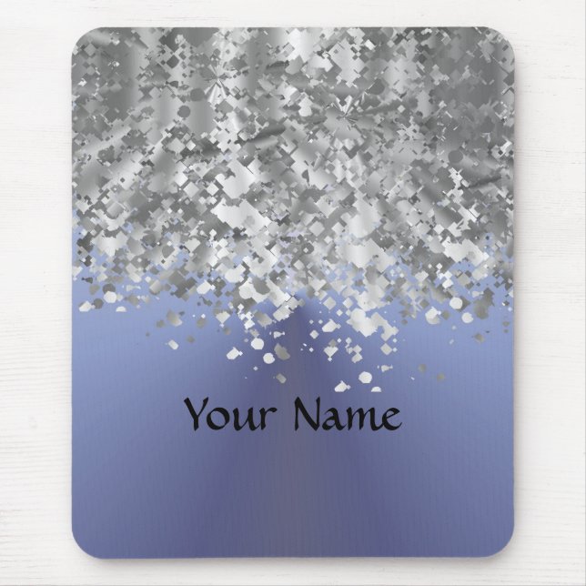 Grauer Blau- und Imitat-Glitter Mousepad (Vorne)