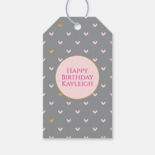 Grauer Blush & Rosa Gold Herzen Geburtstag Geschenkanhänger
