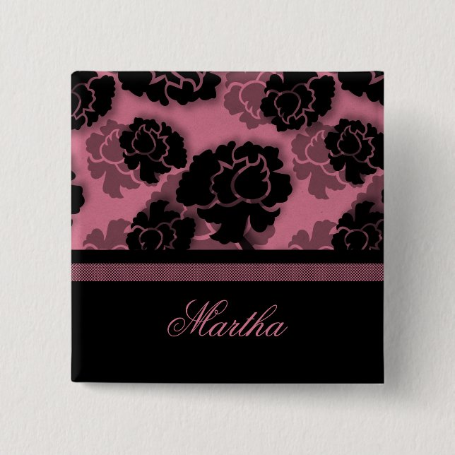 Grauer Blütendekadenz-Knopf, rosa Button (Vorderseite)