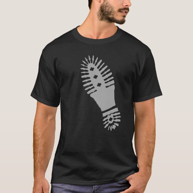 Grauer Bootprint (großer) T - Shirt (Vorderseite)