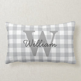 Grauer Büffel-kariertes Checkered Muster Lendenkissen