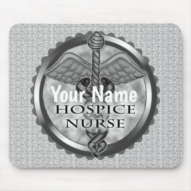 Grauer Caduceus Hospiz Krankenschwester Mousepad (Vorne)