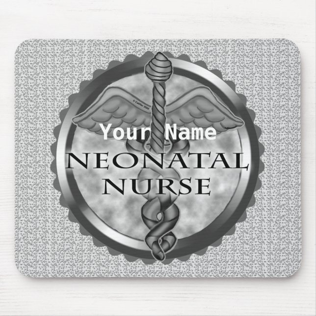 Grauer Caduceus Neugeborenenkrankenschwester Mousepad (Vorne)