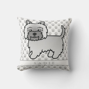 Grauer Cairn Terrier Hund Illustration & Name Kissen
