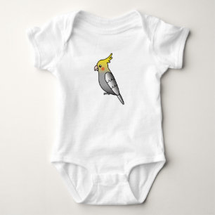 Grauer Cartoon-Nymphensittich-Papagei-Vogel Baby Strampler