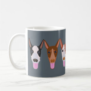 Grauer Cartoon Podenco Dog Faces Kaffeetasse