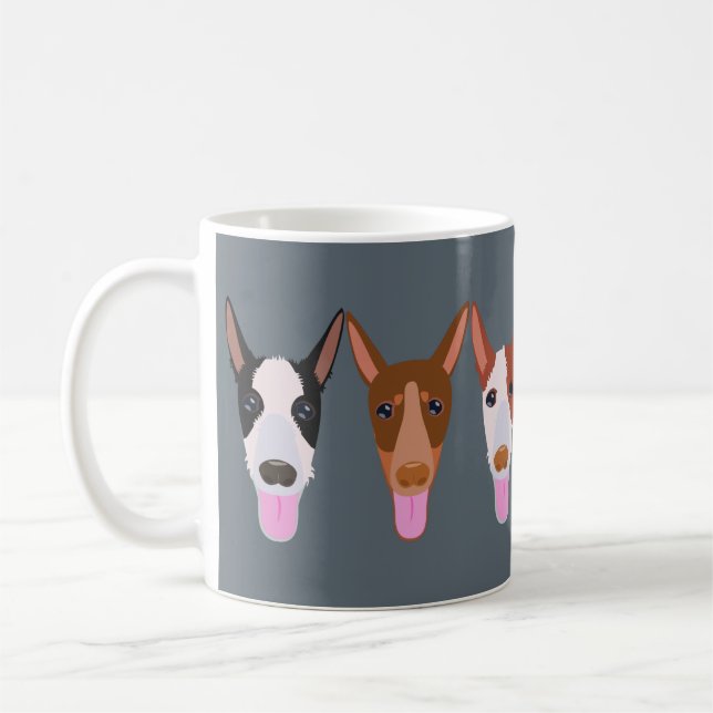 Grauer Cartoon Podenco Dog Faces Kaffeetasse (Links)