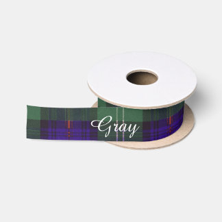 Grauer Clan karierter schottischer Kilt Tartan Satinband
