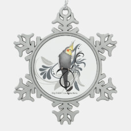 Grauer Cockatiel Schneeflocken Zinn-Ornament