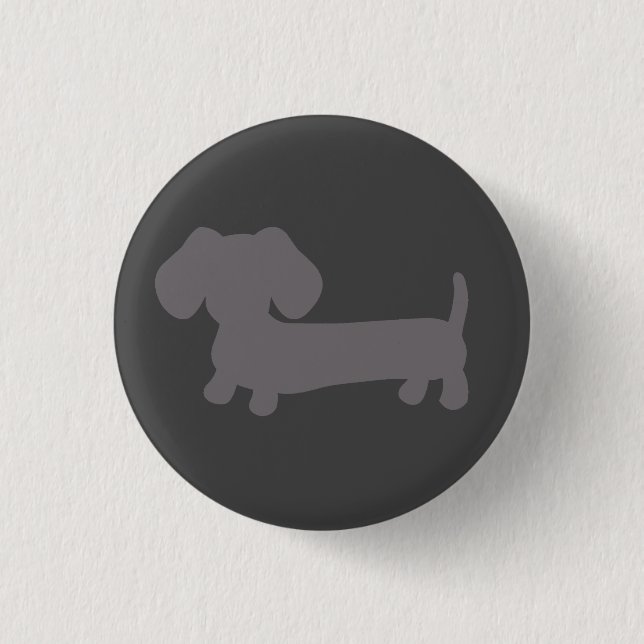 Grauer Dackel-Knopf für Jacken und Taschen Button (Vorderseite)