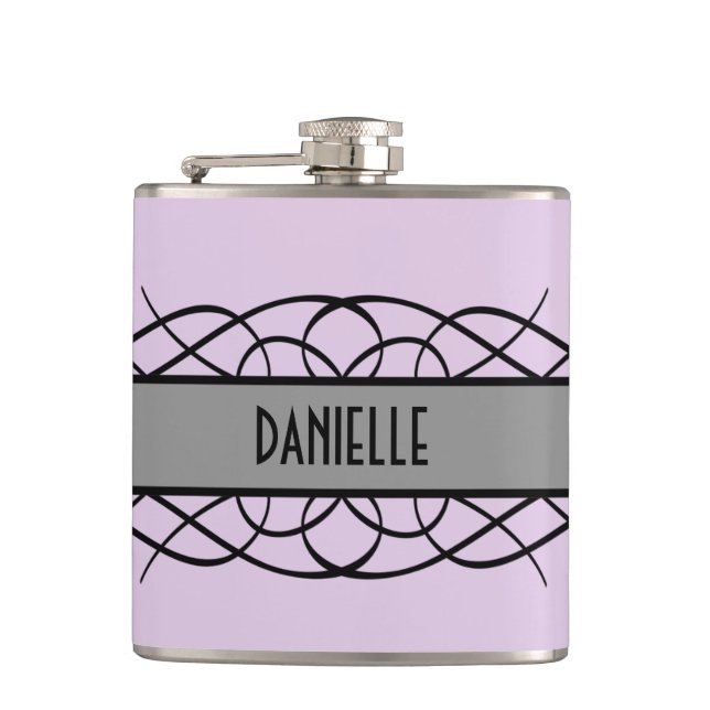 Grauer Deko Blühe Flask Flachmann (Vorderseite)