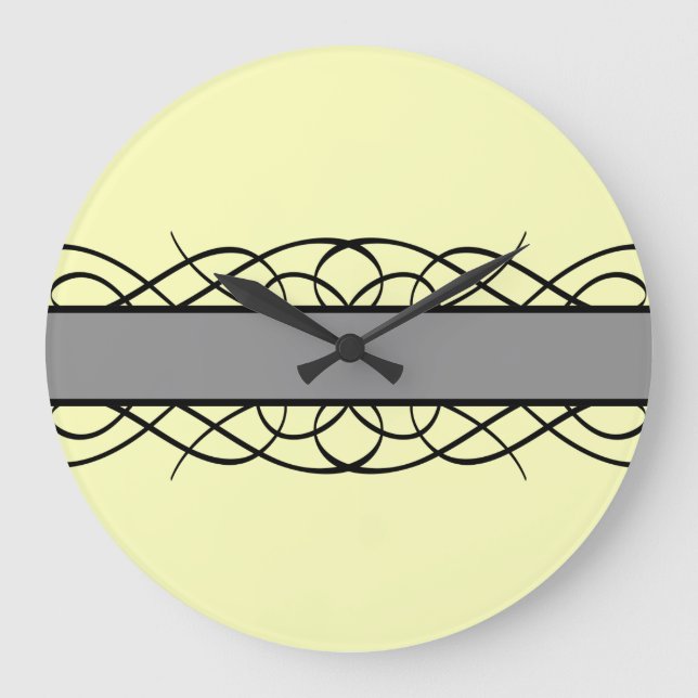 Grauer Deko blühen Große Wanduhr (Vorderseite)