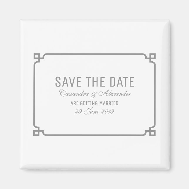 Grauer Deko Chic Save the Date Magnet (Vorne)
