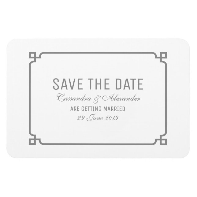 Grauer Deko Chic Save the Date Magnet (Horizontal)