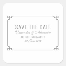 Grauer Deko Chic Save the Date Quadratischer Aufkleber