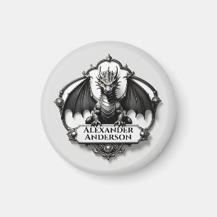 Grauer Drache mit gelben Augen personalisieren Magnet