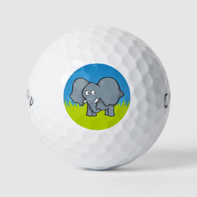Grauer Elefant Cartoon Golfball (Vorderseite)
