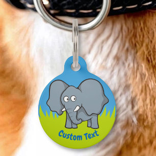 Grauer Elefant Cartoon Haustier ID-Anhänger Haustiermarke