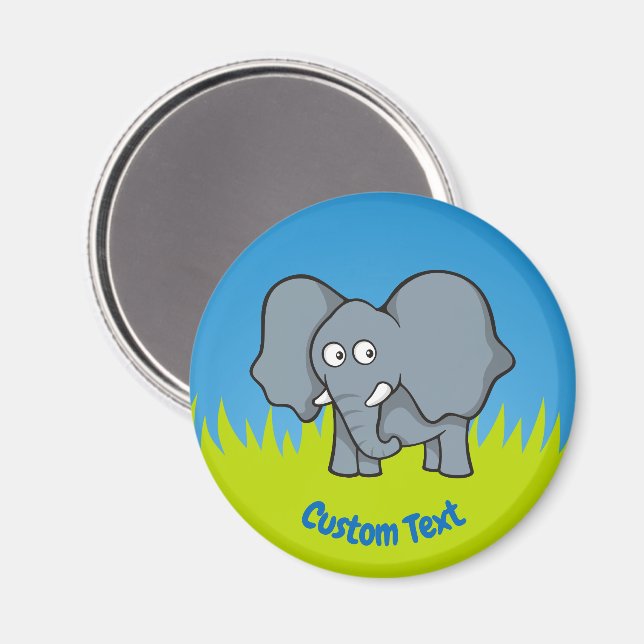 Grauer Elefant Cartoon-Magnet Magnet (Vorderseite/Rückseite)