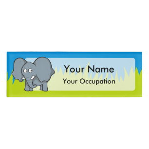 Grauer Elefant Cartoon Namenschild