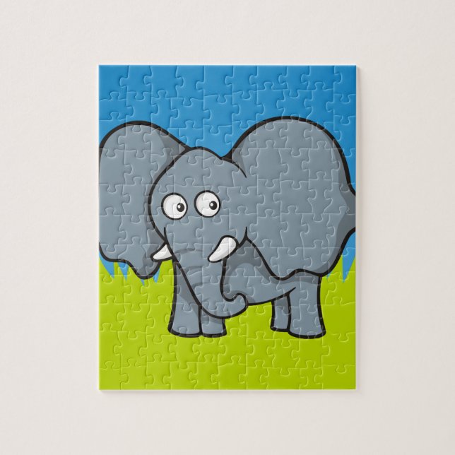 Grauer Elefant Cartoon Puzzle (Vertikal)