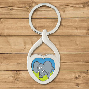 Grauer Elefant Cartoon Schlüsselanhänger