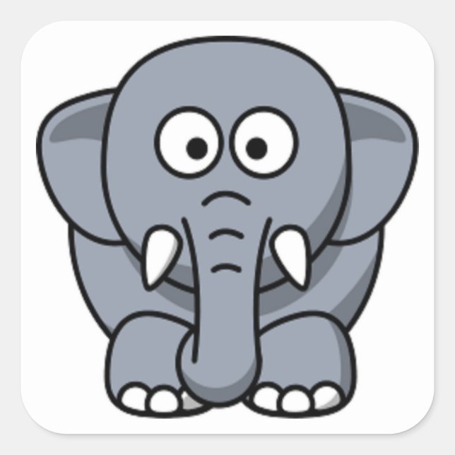 GRAUER ELEFANT QUADRATISCHER AUFKLEBER (Vorderseite)