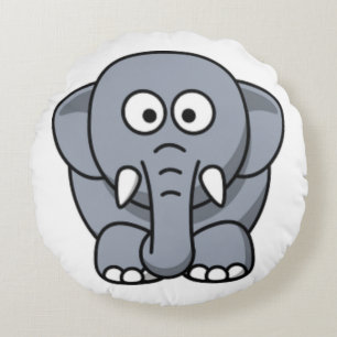 GRAUER ELEFANT RUNDES KISSEN