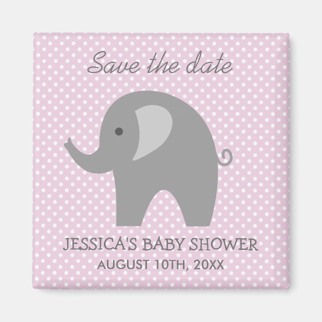 Grauer Elefant Save the Date Babyduschmagnet Magnet (Vorne)