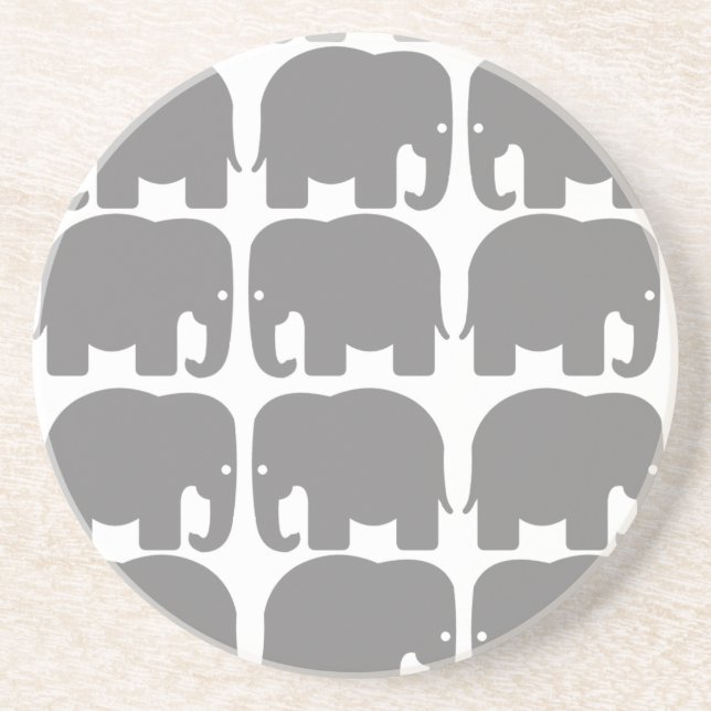 Grauer Elefant-Silhouette-Untersetzer Sandstein Untersetzer (Vorne)