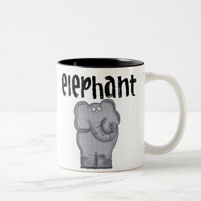 Grauer Elefant Zweifarbige Tasse (Rechts)