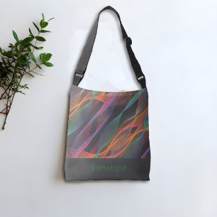 Grauer, eleganter, farbenfroher Name Tragetaschen Mit Langen Trägern