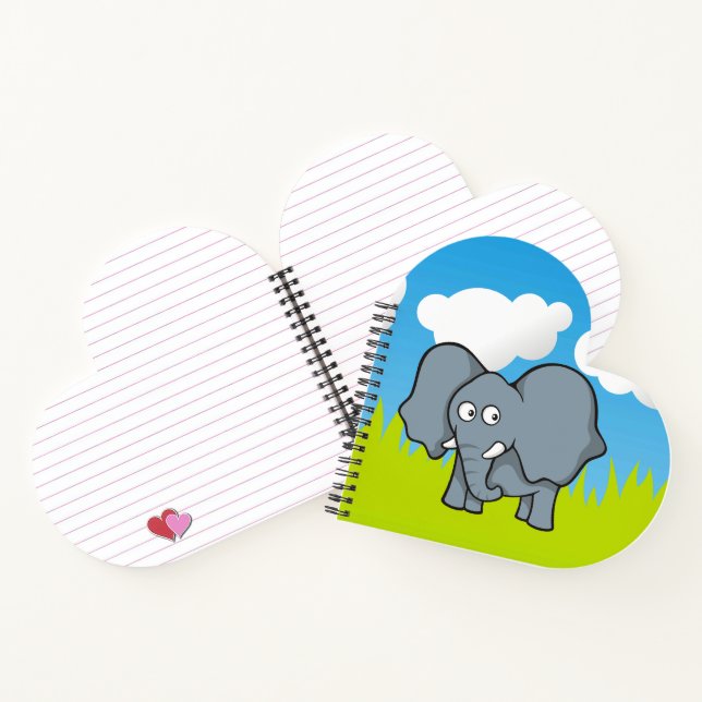 Grauer Elephant-Cartoon Notizbuch (Innenseite)