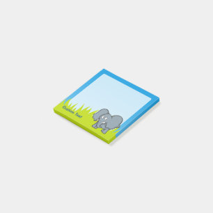 Grauer Elephant-Cartoon Post-it Klebezettel