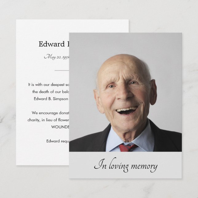 Grauer Familienmitglied verabschiedet Ankündigung  (Vorne/Hinten)