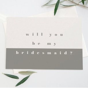 Grauer Farbblock wird meine Bridesmaid sein Save The Date