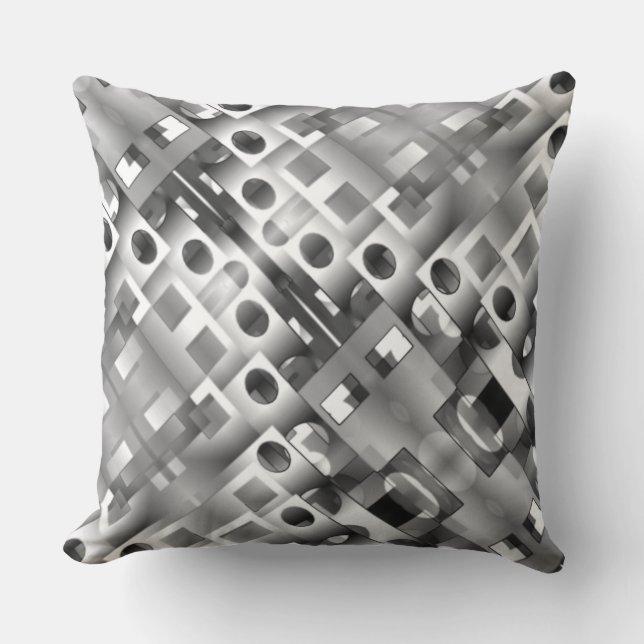 Grauer Farbverlauf von Quadraten und Rechtecken mi Kissen (Vorderseite)