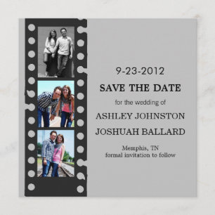 Grauer Film-Film-Streifen lädt Save the Date ein