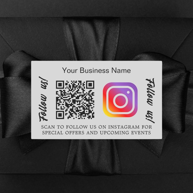 Grauer Firmenname qr Code Instagram Rechteckiger Aufkleber (Von Creator hochgeladen)