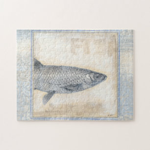 Grauer Fisch auf Beige Hintergrund Puzzle
