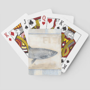 Grauer Fisch auf beigem Hintergrund Spielkarten