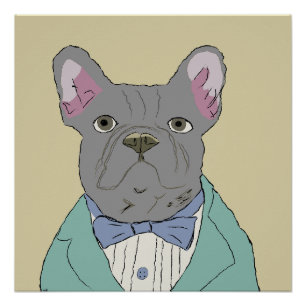 Grauer Französische Bulldogge Poster
